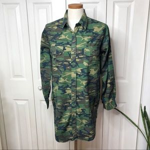 Deranged long camo shirt dress /tunic, pockets!